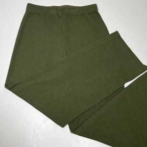 De Sentino Passport Women Army Green Casual Wide Leg Crop Pants Ribbed Pull On M